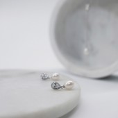 Cercei argint cu perle naturale albe si pietre DiAmanti SK23484E_W-G